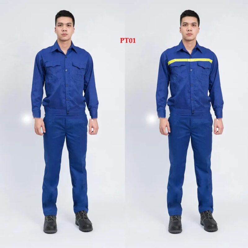 mẫu áo đồng phục công nhân xây dựng đẹp màu xanh dương