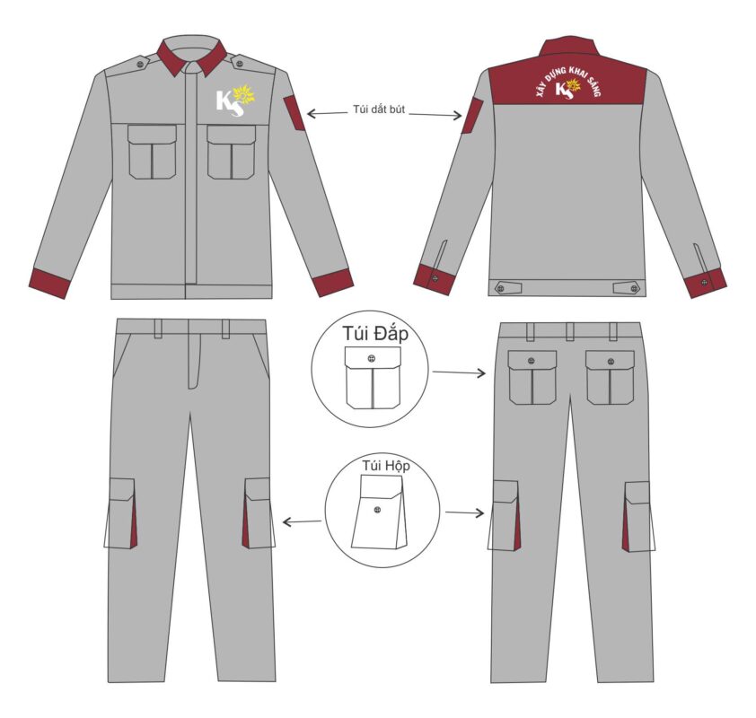 mẫu thiết kế đồng phục kỹ sư xây dựng