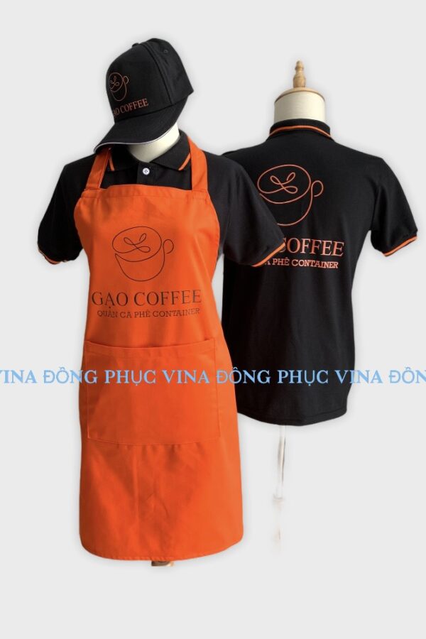tạp dề quán cafe màu cam Gạo