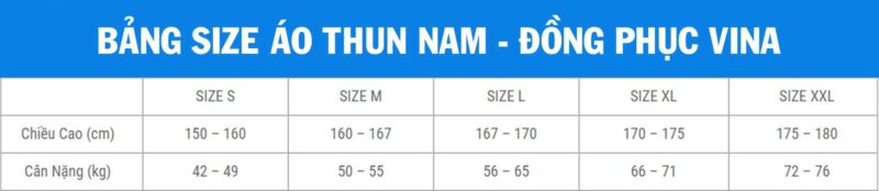 Bảng Size Áo Nam Nữ S, M, L, XL, XXL Theo Cân Nặng Chiều Cao
