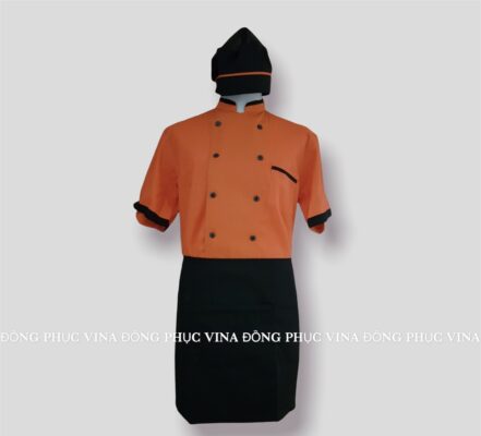 mẫu đồng phục bếp trưởng màu cam