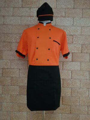 mẫu đồng phục đầu bếp đẹp màu cam