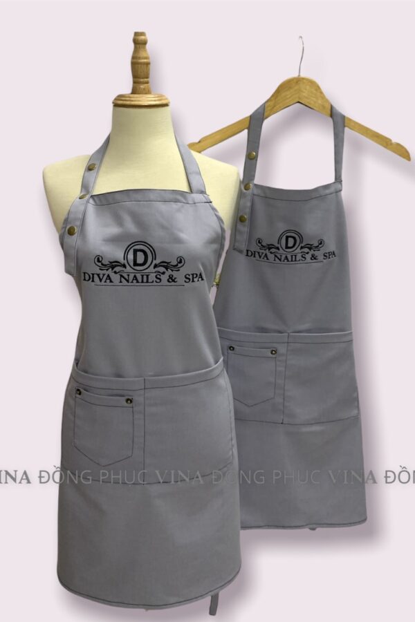 tạp dề diva nails màu xám