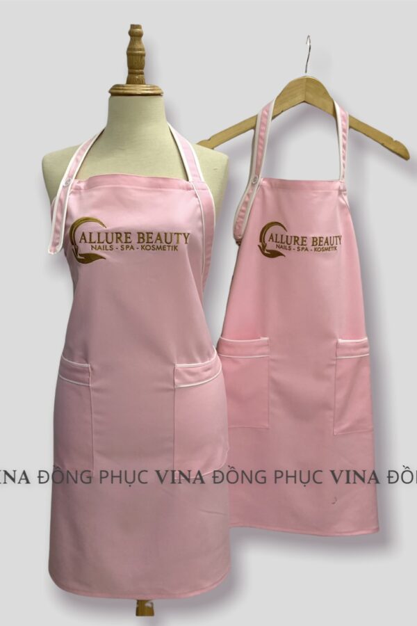 tạp dề nails màu hồng allure