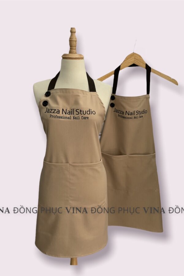 tạp dề cho tiệm nails jazza màu nâu