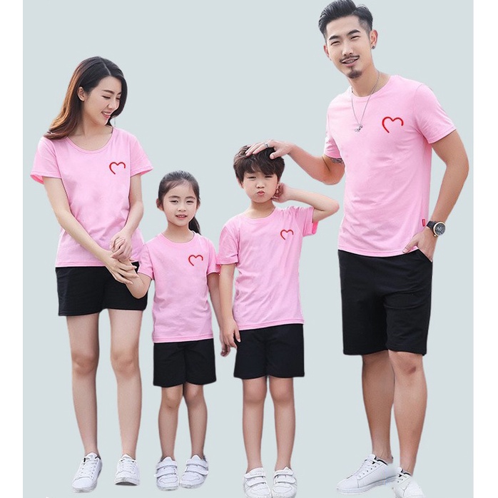 áo thun gia đình màu hồng