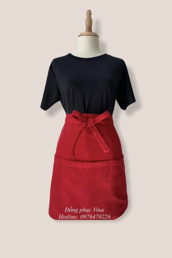 mẫu tạp dề ngắn màu đỏ