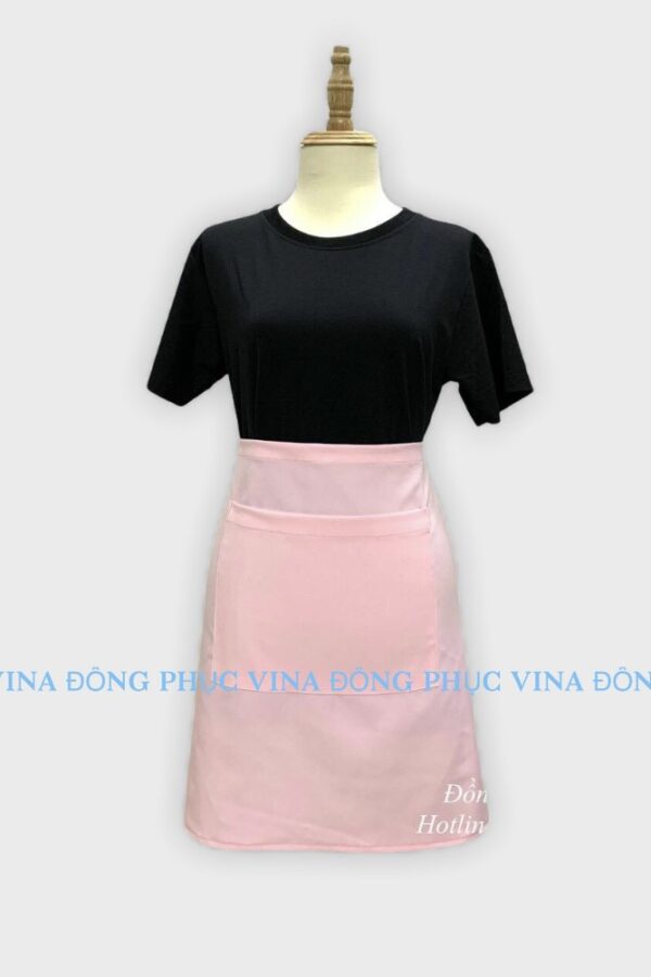 mẫu tạp dề ngắn màu hồng
