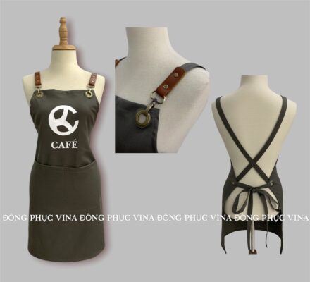 Mẫu tạp dề pha chế phối dây da C cafe