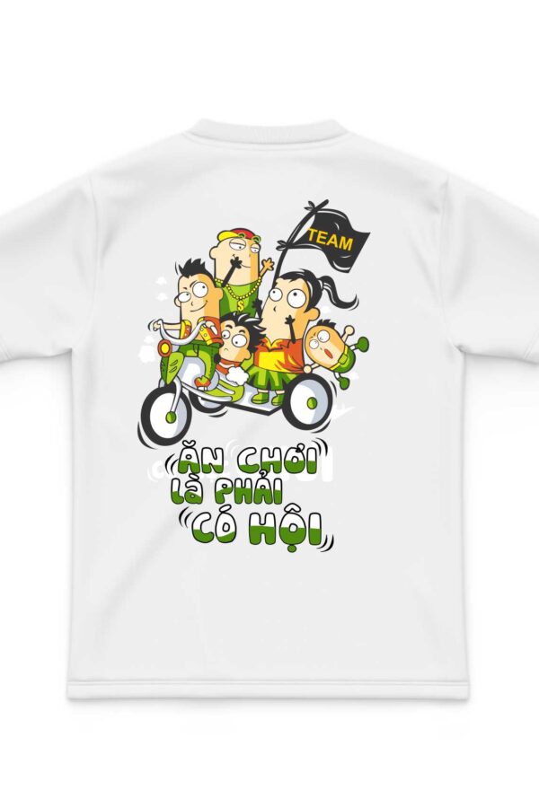 Đồng phục team building ăn chơi có hội mặt sau