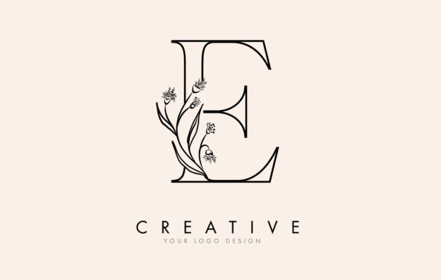 Logo chữ E thiết kế cùng hoa