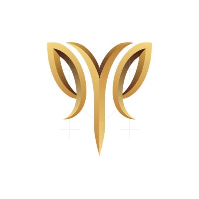 Elegant Golden Elephant Mark Logo