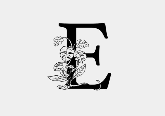 Floral Monogram Letter E