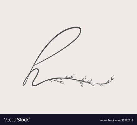 Hand drawn floral h monogram and logo vector image on VectorStock