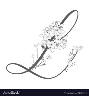 Hand drawn floral l monogram and logo vector image on VectorStock