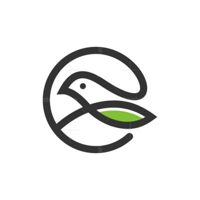 Letter C Bird Leaf Logo
