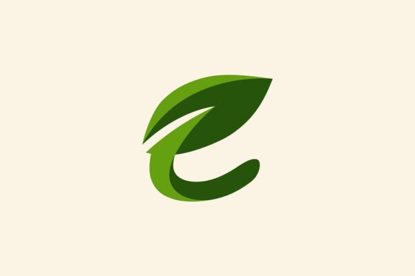Letter E leaf concept logo design