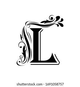 Letter L Vintage Black Flower Ornament стоковая векторная графика без лицензионных платежей 1691058757 Shutterstock
