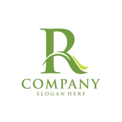Letter R leaf initial logo