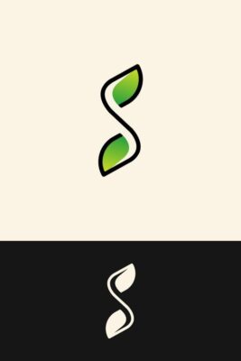 Letter S SS Leaf Logo Design Simple
