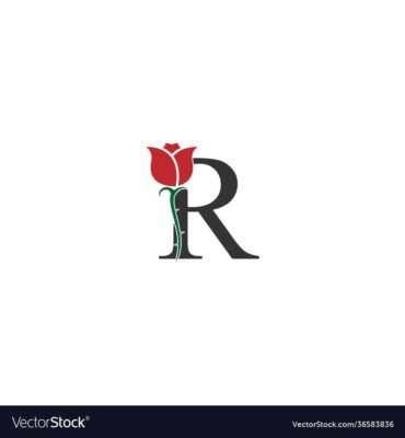 Letter r logo icon with rose design vector image on VectorStock
