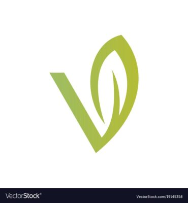 Letter v green leaf logo vector image on VectorStock