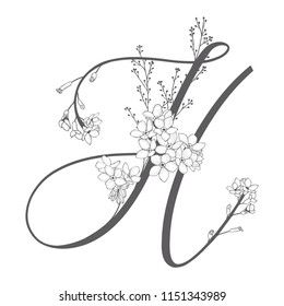 Vector Hand Drawn Flowered H Monogram Stock Vector Royalty Free 1151343989 Shutterstock