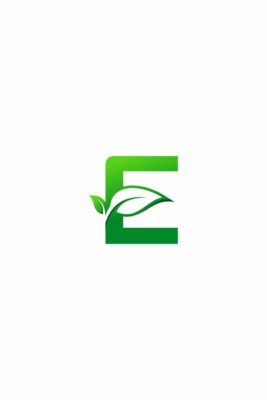 letter E logo leaf motif