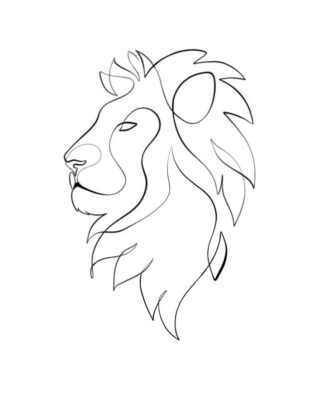 A Lion continous One Line art drawing design
