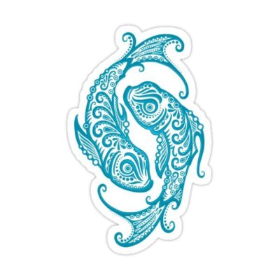 Blue Pisces Zodiac Sign in the Stars Sticker