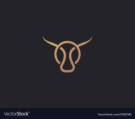 Bull taurus logo linear cow steak creative vector image on VectorStock
