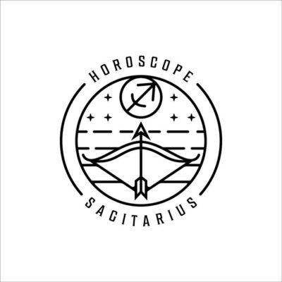 Download arrow centaur zodiac of sagittarius logo line art simple minimalist vector illustration template icon design horoscope sign mysticism and astrology symbol for free