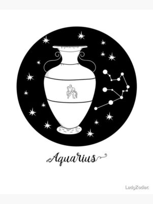 Dreamy Aquarius The Water Bearer Constellation Zodiac Aesthetic Poster by LadyZodiac