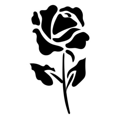 Flowering rose stem flat icon