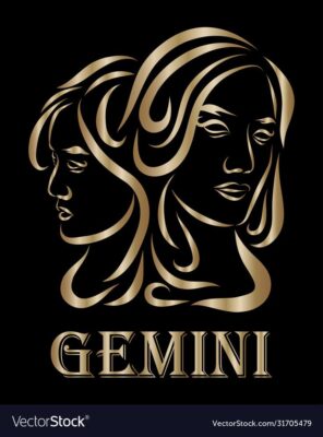 Gemini zodiac line art eps 10 vector image on VectorStock