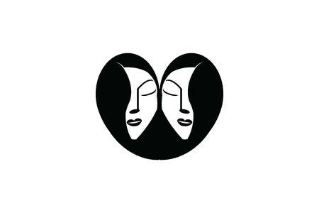 Gemini zodiac logo in black and white