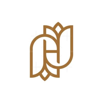 Letter H Tulip Flower Logo