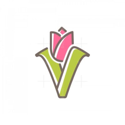 Letter V Tulip Logo
