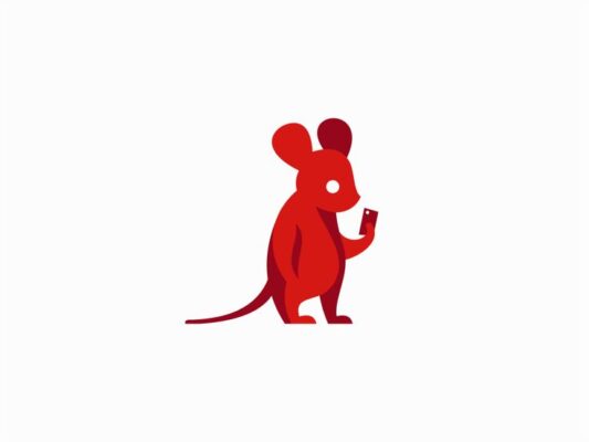 Little Mouse with Smartphone Logo for Sale