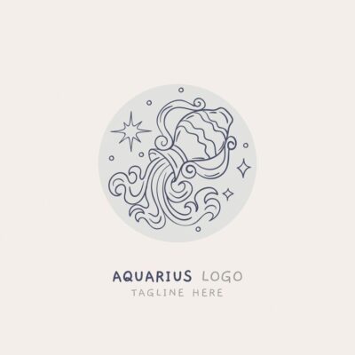Premium Vector Hand drawn flat design aquarius logo