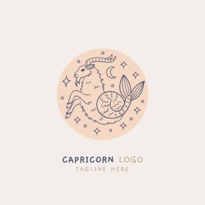Premium Vector Hand drawn flat design capricorn logo
