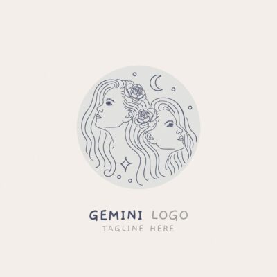 Premium Vector Hand drawn flat design gemini logo template
