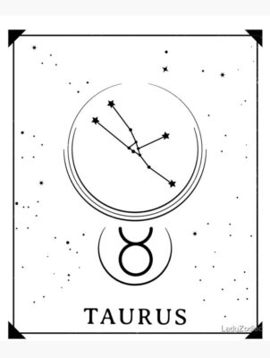 Taurus Zodiac Constellation Tarot Style Aesthetic Poster by LadyZodiac