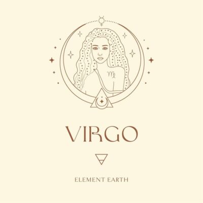 Virgo Zodiac Sign Logo Design Esoteric Lady Logo Mystic Spiritual Symbols Astrology Moon and Stars Magic Esoteric Art Horoscope