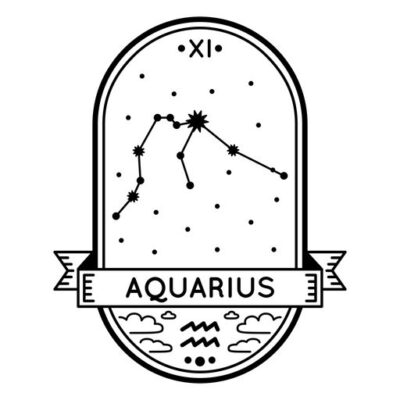 Zodiac badge constellation aquarius stroke