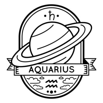 Zodiac badge planet aquarius stroke