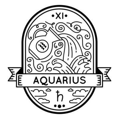 Zodiac badge symbol aquarius stroke
