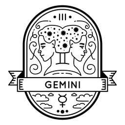 Zodiac badge symbol gemini stroke