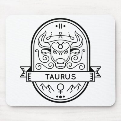 Zodiac badge symbol taurus stroke mouse pad