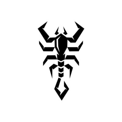 edgy scorpion logo line abstract zodiac sign sharp scorpio tribal tattoo design graphic illustration symbol in trendy outline linear vector